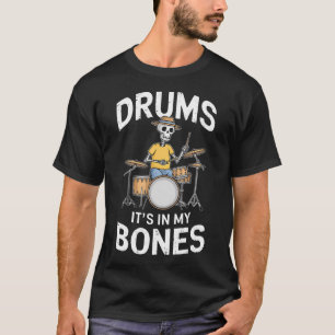 Camiseta Esqueleto de Baterista Engraçado Tocando
