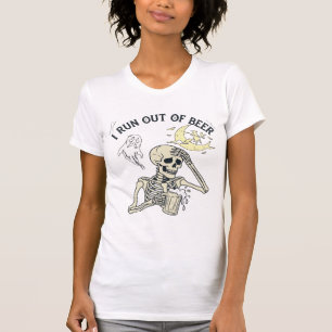 Camiseta Esqueleto de cerveja acabada fantasma da lua Hallo
