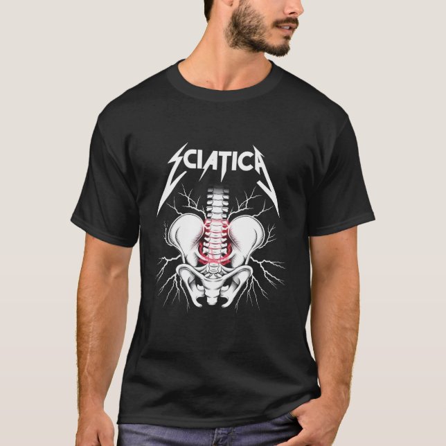 Camiseta Esqueleto de Ciática - Rocha Engraçada (Frente)