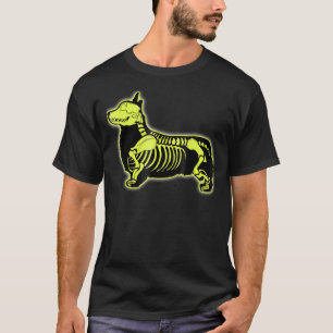 Camiseta Esqueleto de Corgi Halloween Crânio de Cachorro
