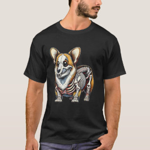Camiseta Esqueleto de Corgi Osso Feliz Véspera de Halloween