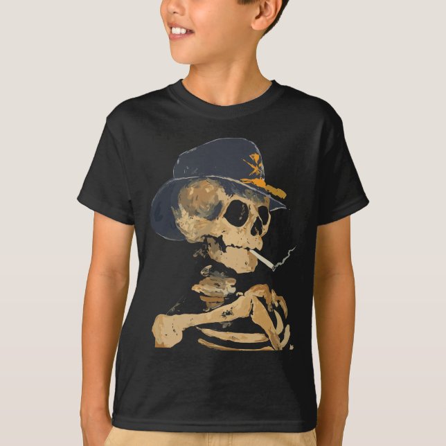Camiseta Esqueleto de Cowboy Fumante (Frente)