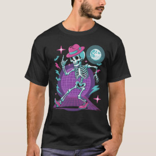 Camiseta Esqueleto de dança de onda sintética Retro 80s Hal