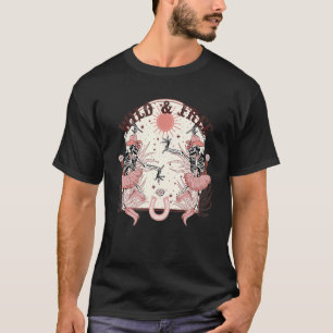 Camiseta Esqueleto de dança de vaqueira ocidental selvagem 