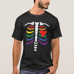 Camiseta Esqueleto de Dia das Bruxas do Orgulho LGBT