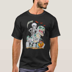 Camiseta Esqueleto de Dinossauro Assustador de Halloween