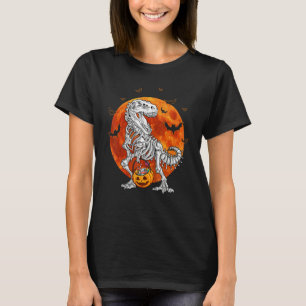 Camiseta Esqueleto de Dinossauro T Rex Abóbora de Doces de