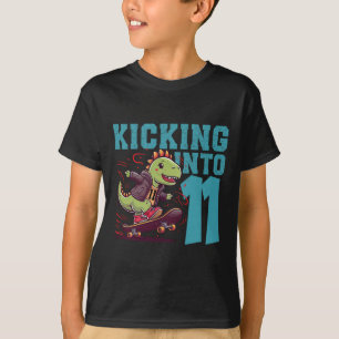 Camiseta Esqueleto de dinossauro T-rex de skate com 11 anos