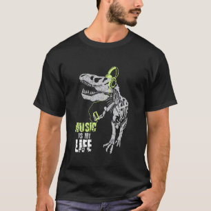 Camiseta Esqueleto de Dinossauro T-Rex Engraçado Música Bai