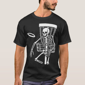 Camiseta Esqueleto de Disc Golf Assustador de Halloween Dis