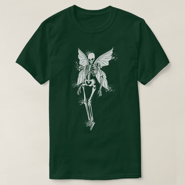 Camiseta Esqueleto de fada com asas Fairycore (Frente do Design)