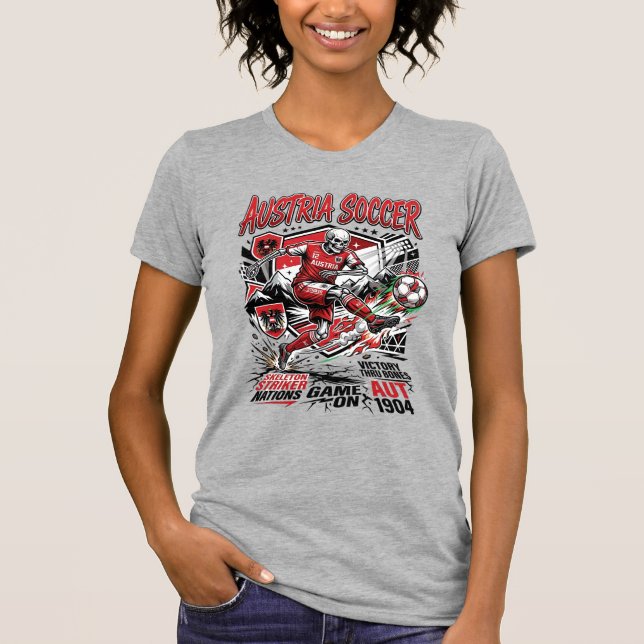 Camiseta Esqueleto de Futebol da Áustria Poster Sty (Frente)
