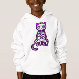 Camiseta esqueleto de gato-de-halloween mexicano