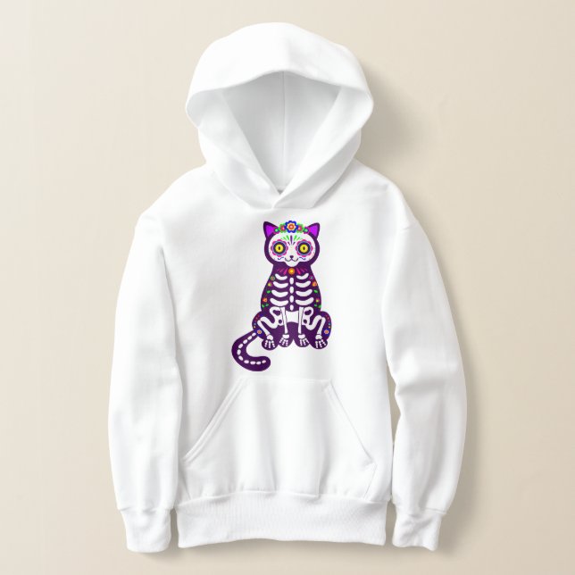 Camiseta esqueleto de gato-de-halloween mexicano (Postura )