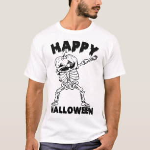 Camiseta Esqueleto de Halloween com Abóbora - Feliz Hallowe