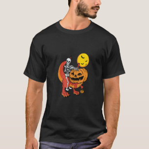 Camiseta Esqueleto de Halloween Dirige Dinossauro Abóbora R