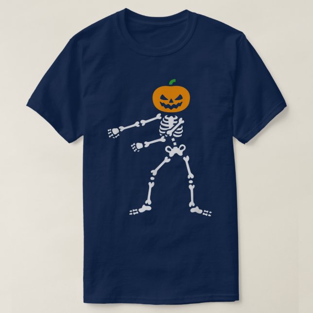 Camiseta Esqueleto de Halloween do Jack O' Lanterna  (Frente do Design)
