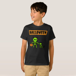 Camiseta Esqueleto de Halloween e Gato
