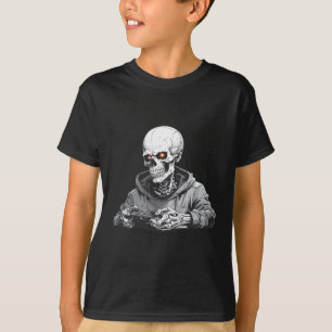 Camiseta Esqueleto de Halloween Gamer Vídeo Jogos Homens Ra