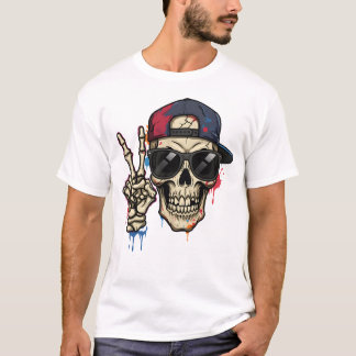 Camiseta Esqueleto de Hip Hop com Boné e Formas