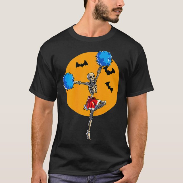 Camiseta Esqueleto de Líder de Torcida no Halloween Esquele (Frente)