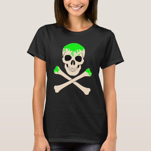 Camiseta esqueleto de lodo do crânio de halloween (Frente)
