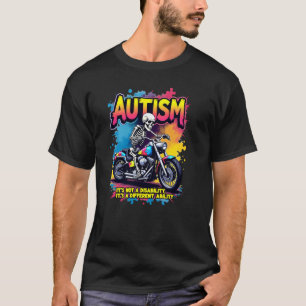 Camiseta Esqueleto de Motociclista Pilotando Motocicleta Pu