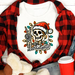 Camiseta Esqueleto de Natal Pacífico e Alegre