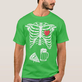 Camiseta Esqueleto de Papai Cerveja de Halloween Pizza Engr