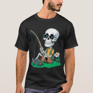 Camiseta Esqueleto de pesca Pescador Vara de pescar