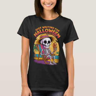 Camiseta Esqueleto de praia com Sorvete Halloween Summer Co
