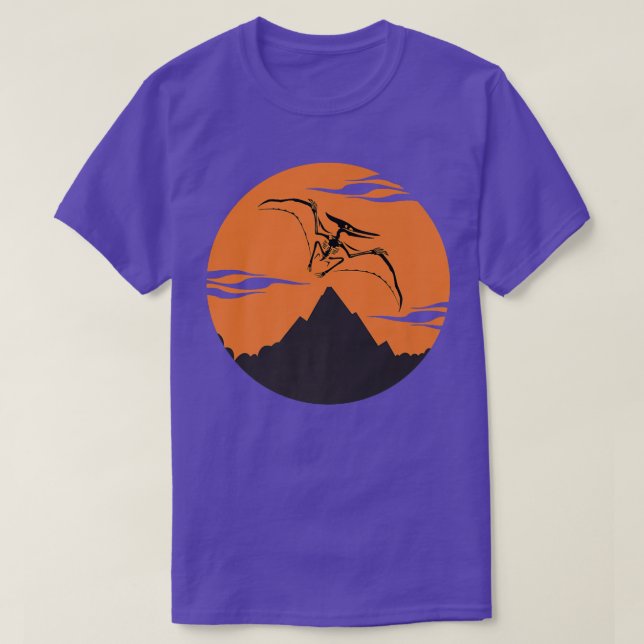 Camiseta Esqueleto De Pteranodon Com Desenho De Fundo Color (Frente do Design)
