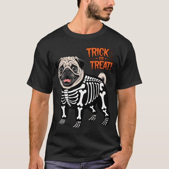 Camiseta Esqueleto de Pug (Frente)