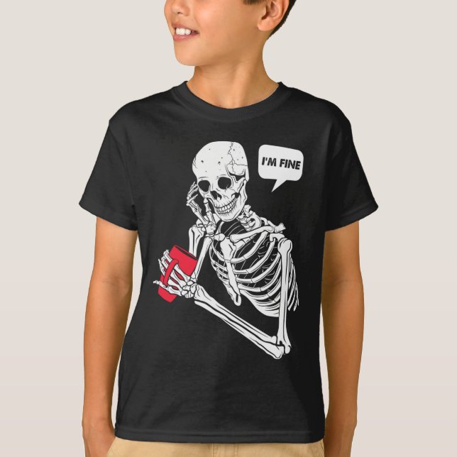 Camiseta Esqueleto de punição estou bem performance  (Frente)