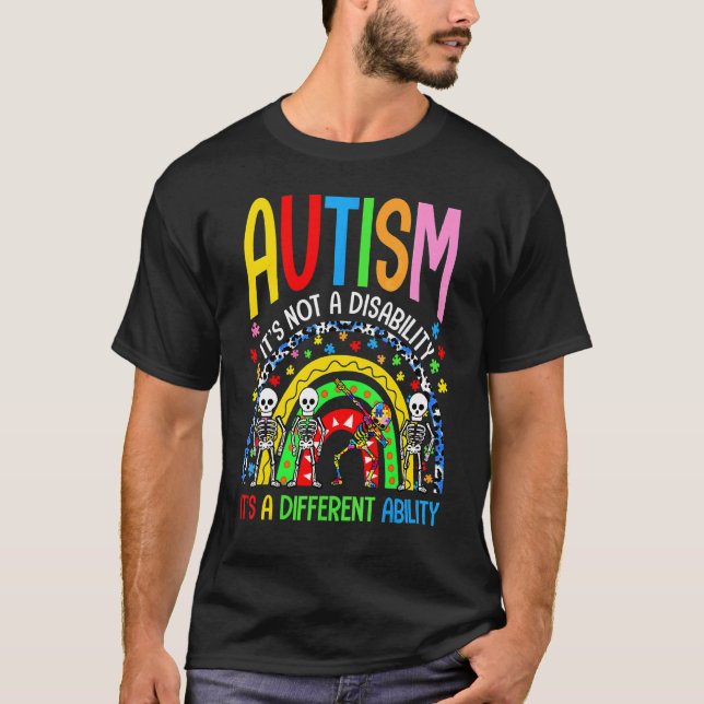 Camiseta Esqueleto de quebra-cabeça de conscientização sobr (Frente)