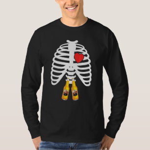 Camiseta Esqueleto de Raios-X Caneca de Garrafa de Cerveja