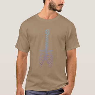 Camiseta Esqueleto de Rock and Roll Caixa Torácica Guitarra