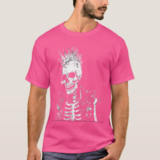 Camiseta Esqueleto de Rock Punk Tocando Guitarra Música Hal