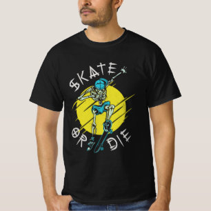 Camiseta Esqueleto de skate Esqueça ou morra