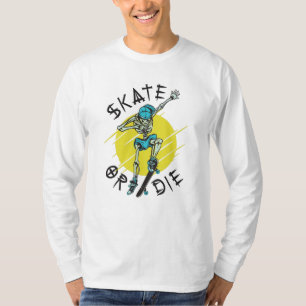 Camiseta Esqueleto de skate Esqueça ou morra
