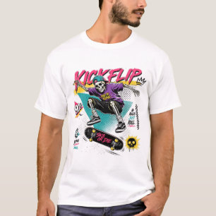 Camiseta Esqueleto de Skateboard Retro dos anos 90 Rad Kick