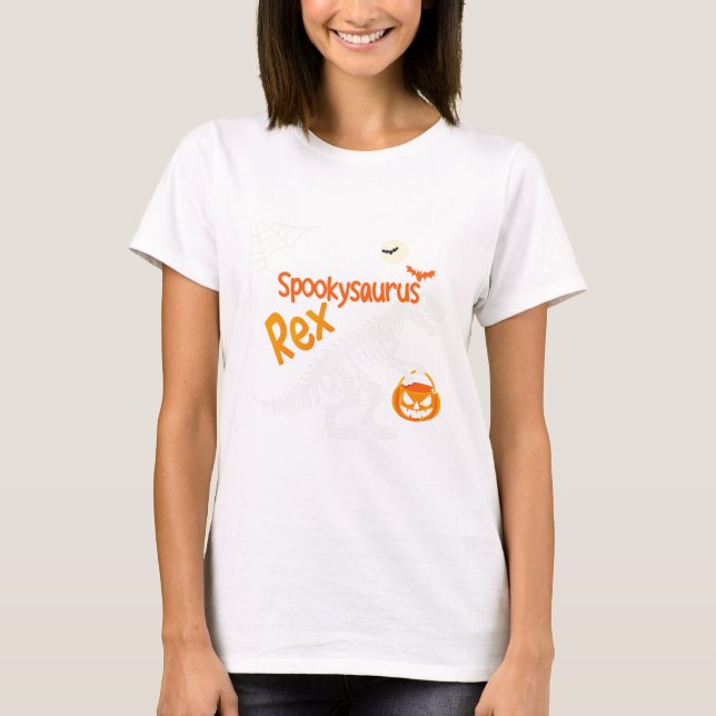Camiseta Esqueleto de Spookysaurus Rex Halloween T-Rex | Mu (Frente)