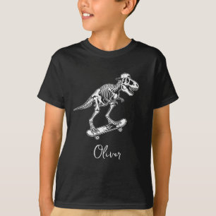 Camiseta Esqueleto de T-Rex Skater – Dinossauro de Skate Le