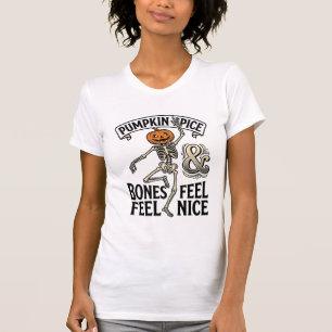 Camiseta Esqueleto de Tempero de Abóbora Dança de Halloween