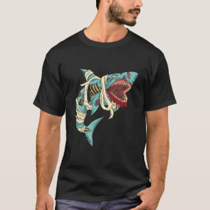Camiseta Esqueleto de Tubarão Zumbi Halloween Caveira Gaiol