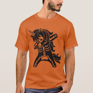 Camiseta Esqueleto de Unicórnio Dabbing Legal Divertido Hal