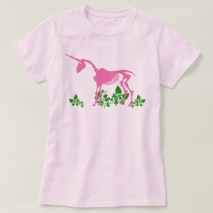 Camiseta Esqueleto de Unicórnio Rosa
