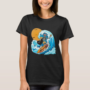 Camiseta Esqueleto de Vacinação de Verão surfando no Havaí