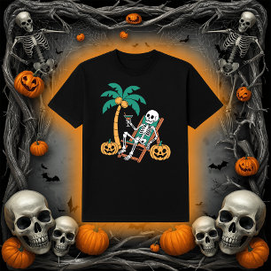 Camiseta Esqueleto de Vacinação Festa de Halloween em Pra