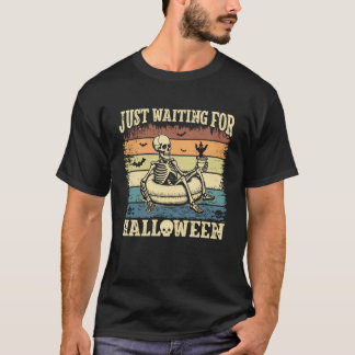 Camiseta Esqueleto de Verão Assustador Antigo Apenas Espera